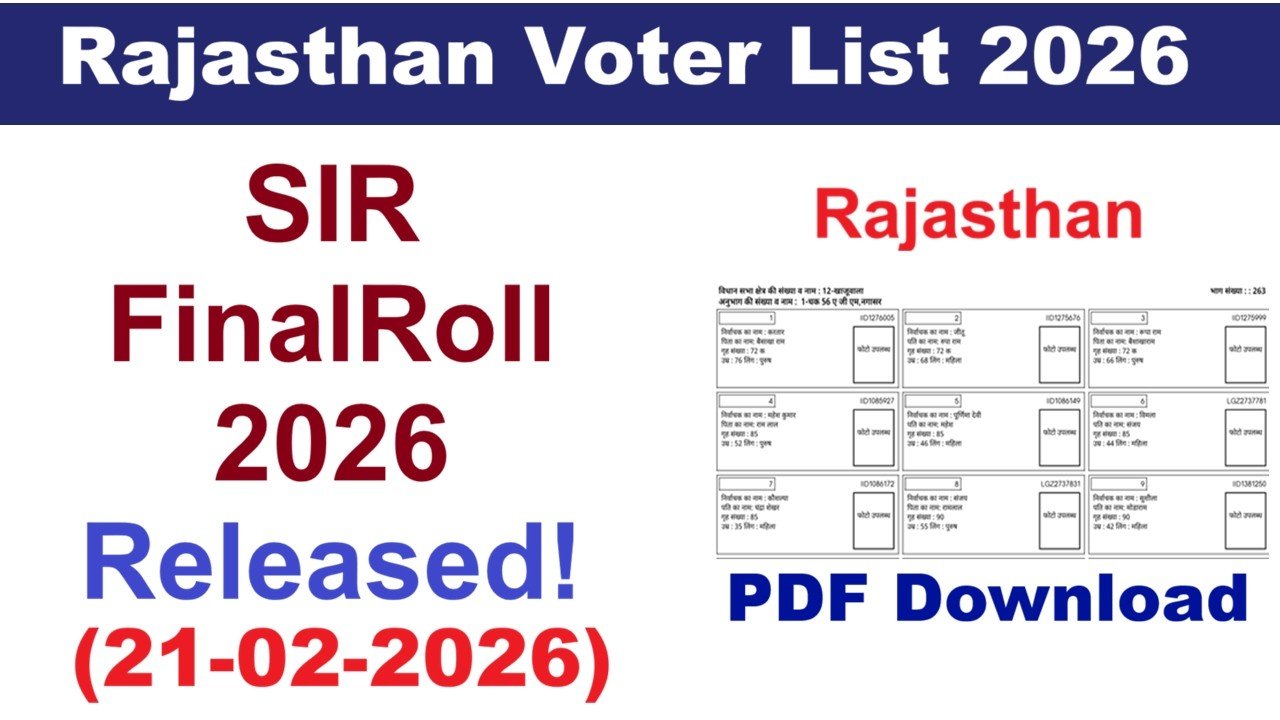 sir final draft roll Rajasthan 2026 voter list download -  Rajasthan Voter List 2026 Pdf Download