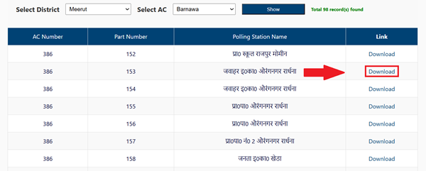 ceouttarpradesh.nic.in Voter 2003 list