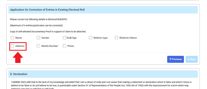 change voter id address online