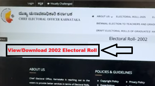 SIR 2002 Voter List Karnataka 