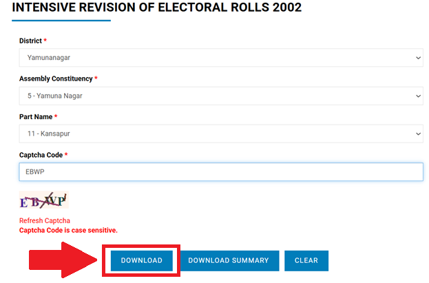 CEO Haryana Voter List 2002