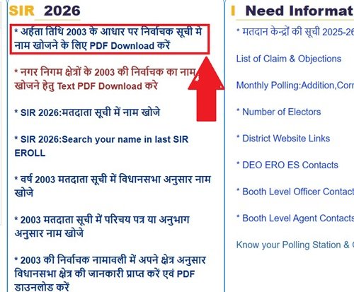 MP Voter list 2003 pdf download